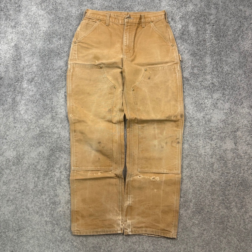 Carhartt B01 Double Knee Logger Pants Brown 30x32 Made in USA Workwear